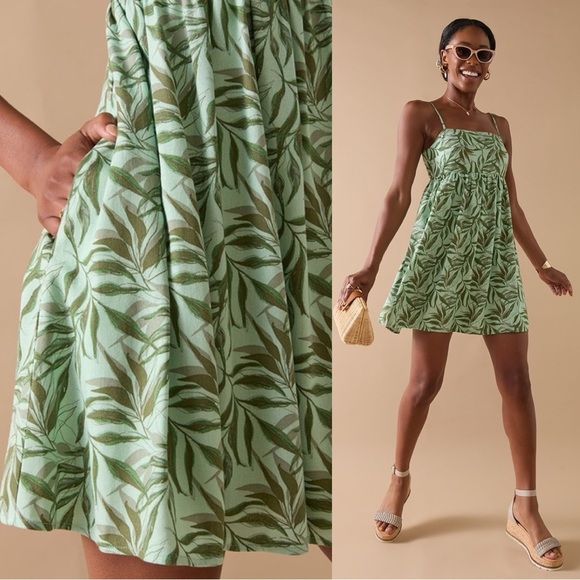 Trixxi Dresses & Skirts - Leaf Print Green Kids Midi Mini Dress SunDress by Trixxi Size M